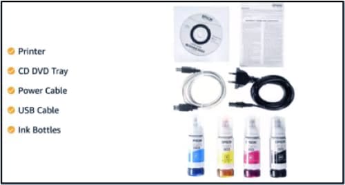 Epson EcoTank L3252 Printer Package – CD Tray, Power Cable, USB Cable, Ink Bottles