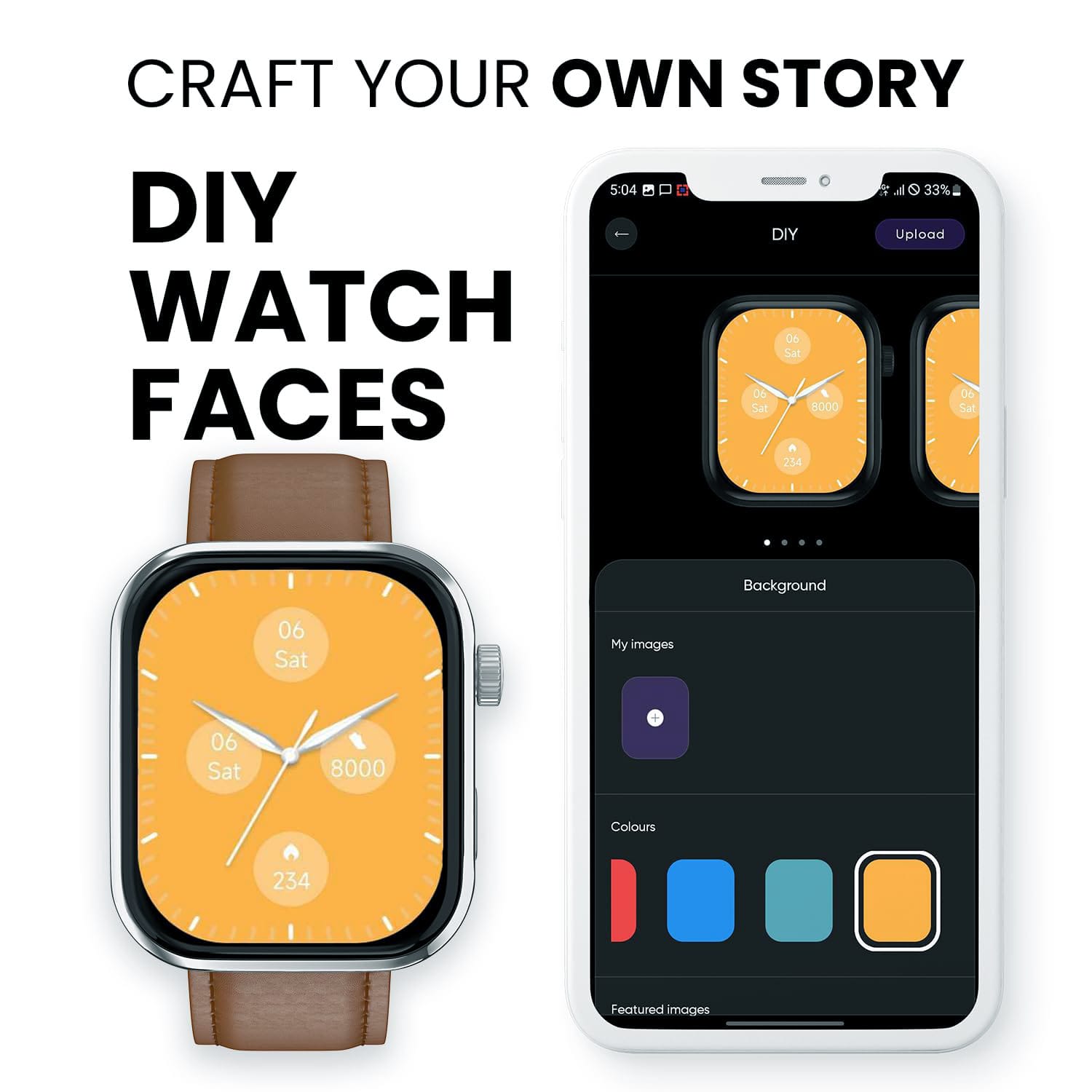 Noise ColorFit Pro 5 Smartwatch DIY Watch Faces with Leather Strap and AMOLED Display