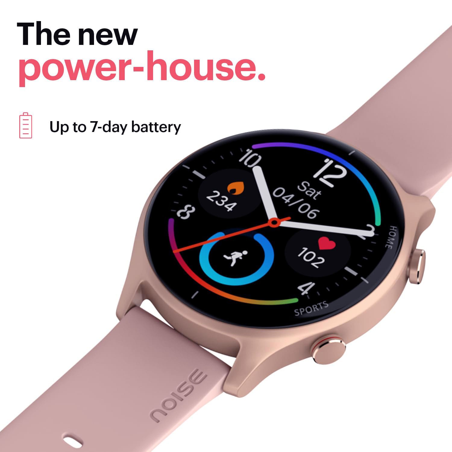 Noise Twist Smart Watch – Up to 7 Days Battery, Fitness Tracking, Stylish Pink Strap