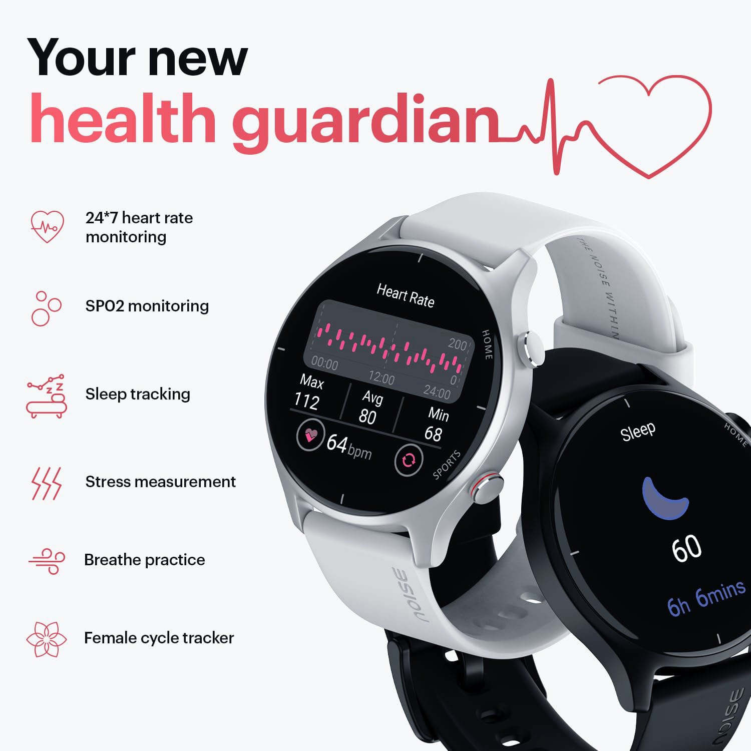 Noise Twist Round Dial Smart Watch with Bluetooth Calling, 1.38″ TFT Display, IP68, Heart Rate & Sleep Tracking