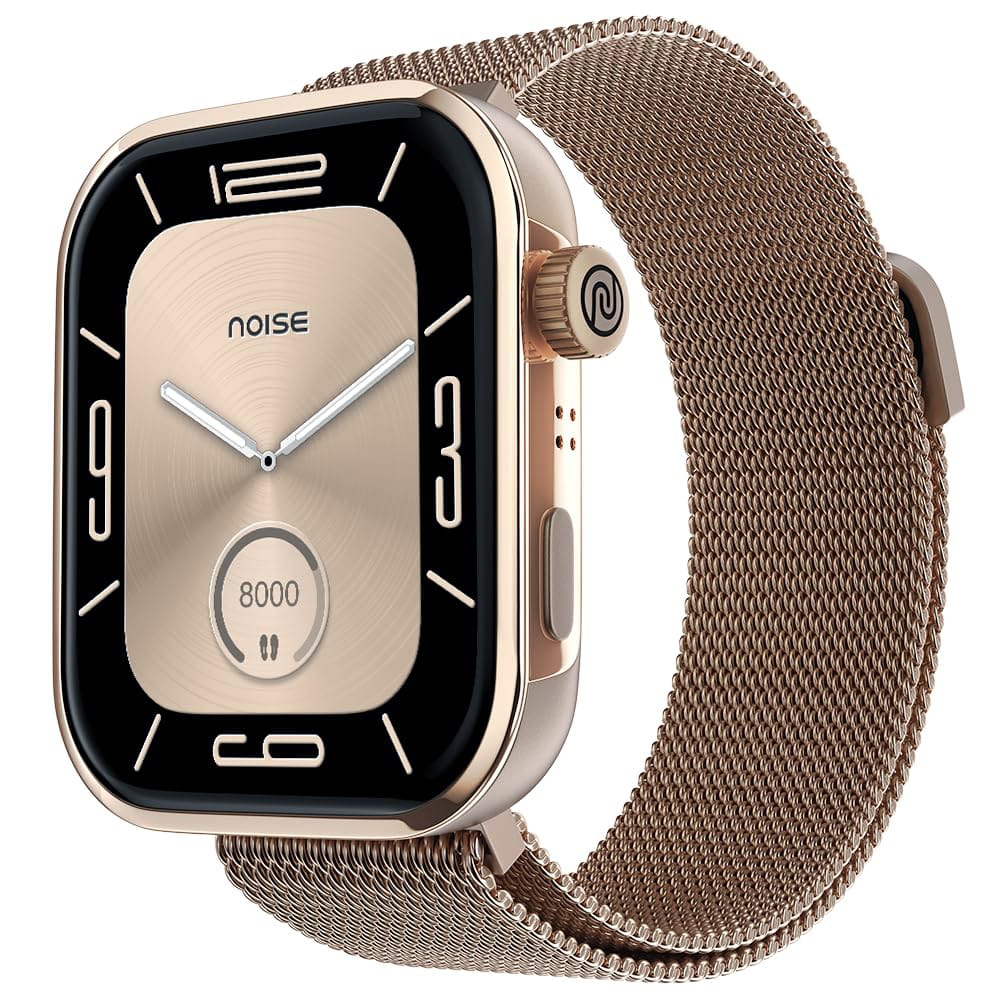 Noise ColorFit Pro 5 beige/cream silicone strapNoise Pro 5 Smart Watch 1.85" AMOLED, BT Calling, 100+ Sports Modes – Rosegold Elite