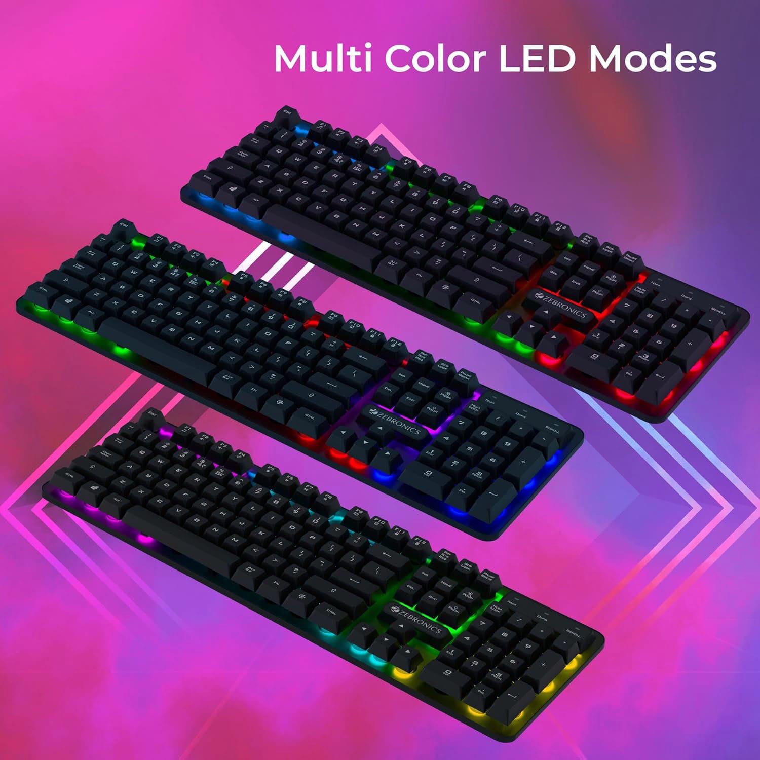 Zebronics Transformer K1 Wired USB Keyboard – Multi Color LED Modes