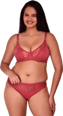 Bra & Panty Set Self Design Pink Lingerie Set – Royal Mania