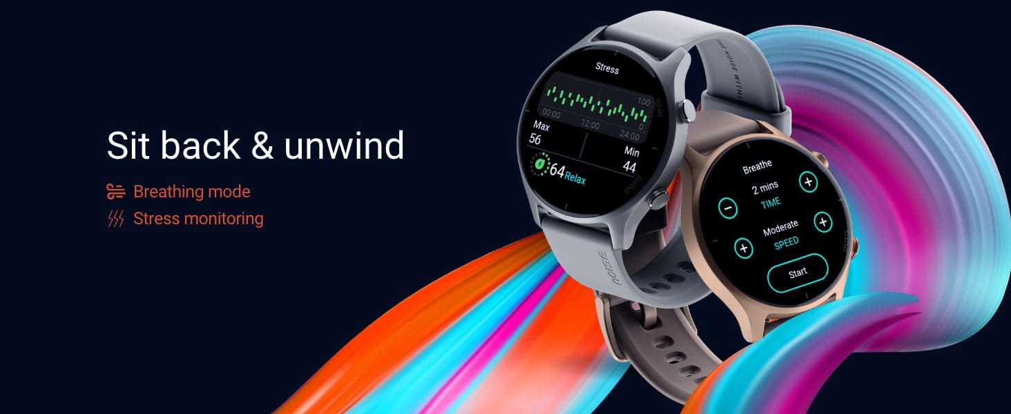 Noise Twist Round Dial Smart Watch – Sit Back & Unwind Noise Twist Smart Watch – Stress Monitoring, Guided Breathing Mode, Relaxation Features
