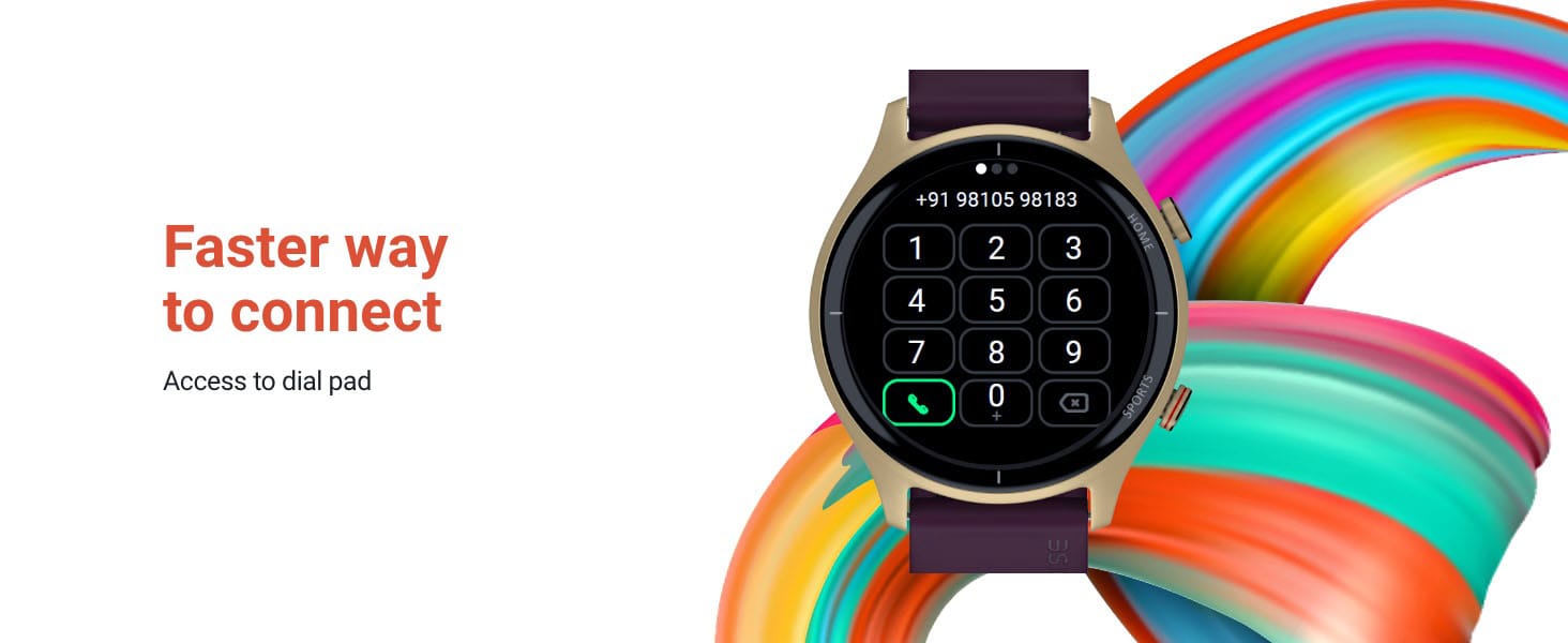 Noise Twist Round Dial Smart Watch – Quick Dial Pad Noise Twist Smart Watch – Dial Pad Access, Faster Way to Connect, Gold Frame