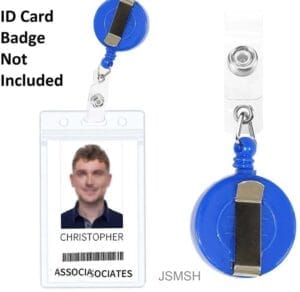JSMSH Plastic ID Badge Reel Holder Pack of 1 Blue Vertical Waterproof Card Holder